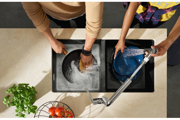 Смеситель Hansgrohe Metris M71 73800000 для кухонной мойки, хром, однорычажный, высота излива 22 см