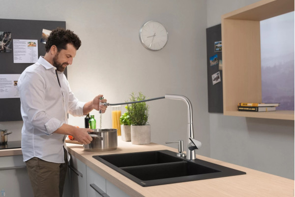 Смеситель Hansgrohe Talis Select M51 72823000 для кухонной мойки, хром, однорычажный, высота излива 28.8 см
