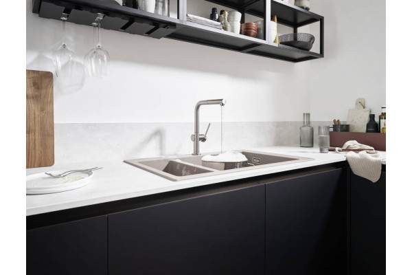 Смеситель Hansgrohe Talis M54 72809800 для кухонной мойки, сталь, однорычажный, высота излива 26.5 см