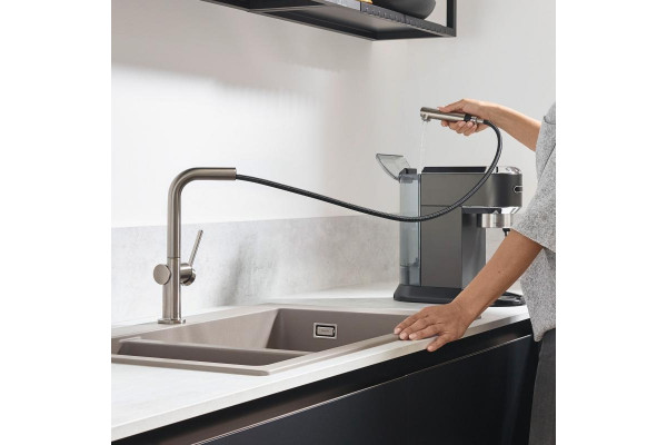 Смеситель Hansgrohe Talis M54 72809800 для кухонной мойки, сталь, однорычажный, высота излива 26.5 см