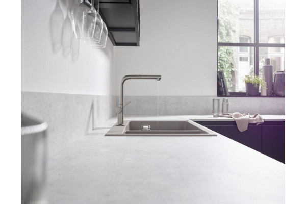 Смеситель Hansgrohe Talis M54 72809800 для кухонной мойки, сталь, однорычажный, высота излива 26.5 см