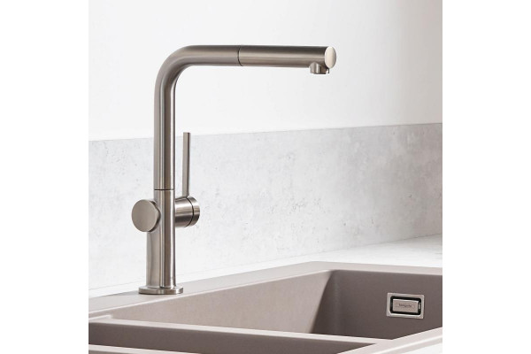 Смеситель Hansgrohe Talis M54 72809800 для кухонной мойки, сталь, однорычажный, высота излива 26.5 см