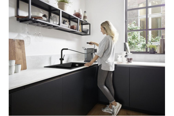 Смеситель Hansgrohe Talis M54 72809670 для кухонной мойки, матовый черный, однорычажный, высота излива 26.5 см
