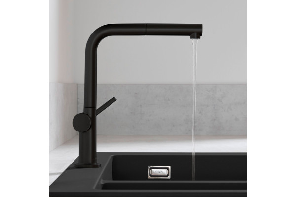 Смеситель Hansgrohe Talis M54 72809670 для кухонной мойки, матовый черный, однорычажный, высота излива 26.5 см
