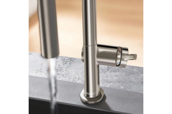 Смеситель Hansgrohe Talis M54 72806800 для кухонной мойки, сталь, однорычажный, высота излива 22 см