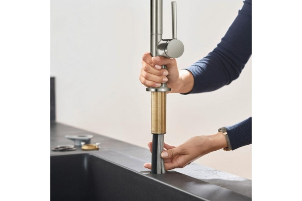 Смеситель Hansgrohe Talis M54 72806800 для кухонной мойки, сталь, однорычажный, высота излива 22 см