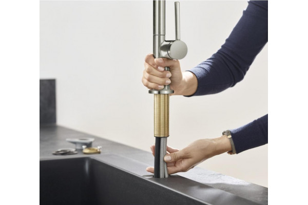 Смеситель Hansgrohe Talis M54 72804800 для кухонной мойки, сталь, однорычажный, высота излива 22.3 см