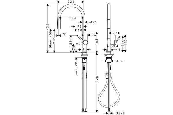 Смеситель Hansgrohe Talis M54 72802000 для кухонной мойки, хром, однорычажный, высота излива 21 см