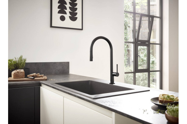 Смеситель Hansgrohe Talis M54 72801670 для кухонной мойки, матовый черный, однорычажный, высота излива 21 см
