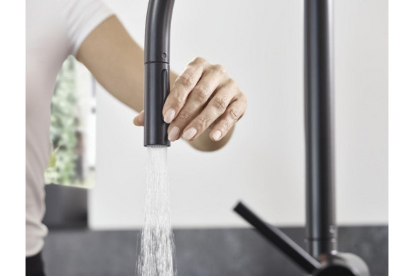 Смеситель Hansgrohe Talis M54 72801670 для кухонной мойки, матовый черный, однорычажный, высота излива 21 см