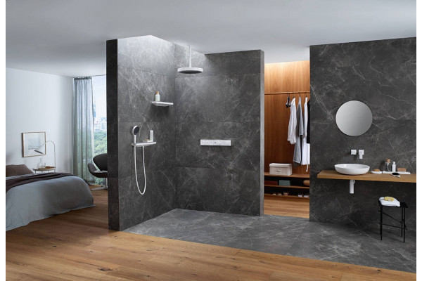 Душевая лейка Hansgrohe Rainfinity 130 26865700 матовый белый штанга 25 см,  в современном стиле
