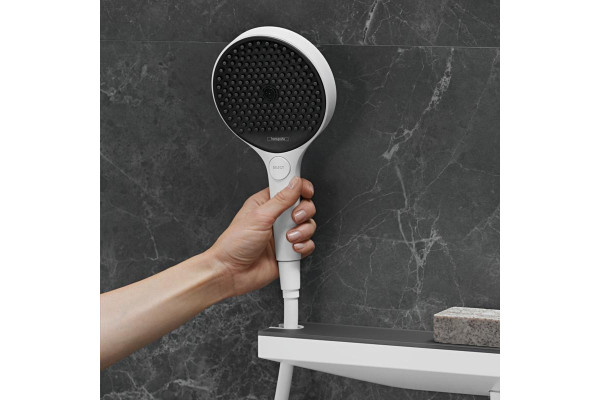 Душевая лейка Hansgrohe Rainfinity 130 26865700 матовый белый штанга 25 см,  в современном стиле