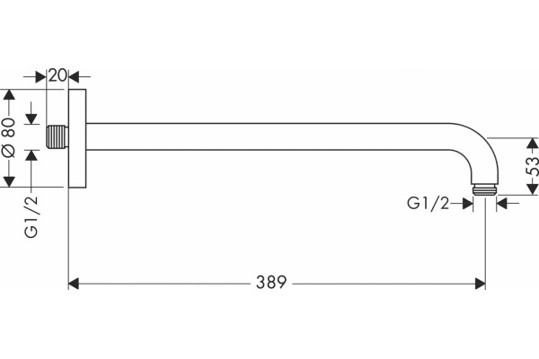 Кронштейн для верхнего душа Hansgrohe 27413140 шлифованная бронза штанга 8 см,  в современном стиле