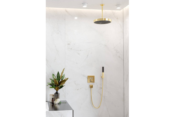 Душевая лейка Hansgrohe Rainfinity 100 26867990 полированное золото штанга 23 см,  в современном стиле