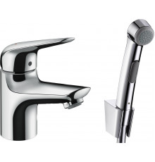 Смеситель Hansgrohe Novus 71144000 для раковины с гигиеническим душем, хром, однорычажный, высота излива 6.7 см