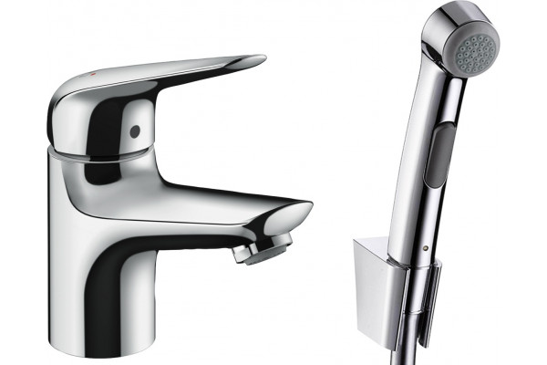 Смеситель Hansgrohe Novus 71144000 для раковины с гигиеническим душем, хром, однорычажный, высота излива 6.7 см