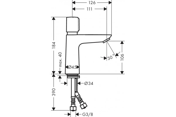 Смеситель Hansgrohe Talis E 71718000 для раковины, хром, нажимной, высота излива 10.6 см