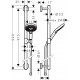 Душевой гарнитур Hansgrohe Raindance Select S 26322000 хром штанга 99 см, шланг пластиковый 160 см