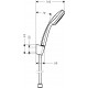 Душевой гарнитур Hansgrohe Croma 100 27574000 хром штанга 29.5 см, шланг пластиковый 125 см