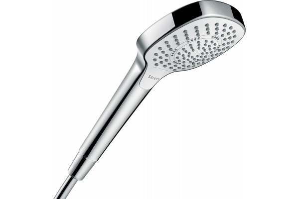 Душевой гарнитур Hansgrohe Croma Select E 26581400 белый - хром штанга 66.9 см, шланг пластиковый 160 см
