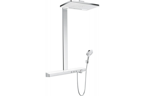 Душевая стойка Hansgrohe Rainmaker Select 460 2jet 27109400 с термостатом, штанга 112.7 см, шланг пластиковый 160 см