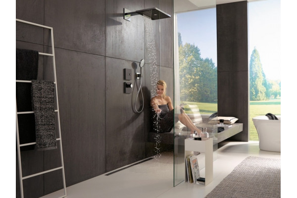 Верхний душ Hansgrohe Rainmaker Select 460 24005600 черный - хром штанга 15.6 см, размер 46.6 см