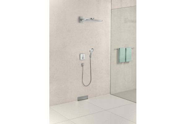 Верхний душ Hansgrohe Rainmaker Select 460 24003400 белый - хром штанга 15.6 см, размер 46.6 см
