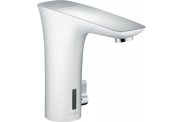 Смеситель Hansgrohe PuraVida 15170400 для раковины, белый, хром, сенсорный, длина излива 12.9 см