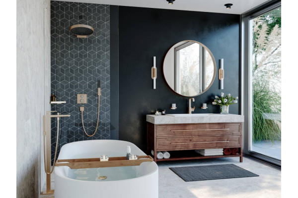 Термостат Hansgrohe Ecostat Square 15714140 для душа, шлифованная бронза, термостат