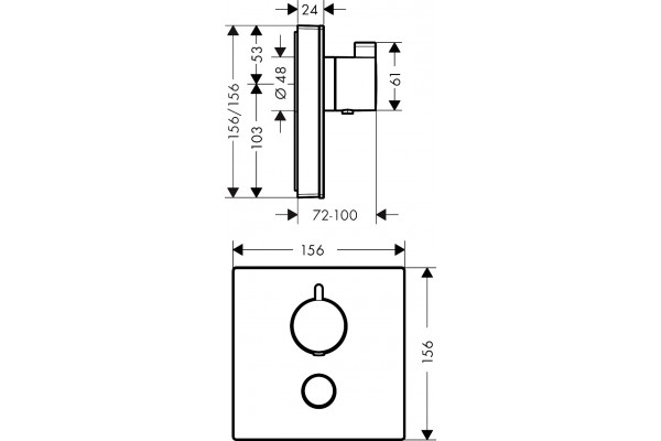 Термостат Hansgrohe ShowerSelect Glass 15735400 для душа, белый - хром, термостат