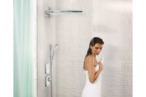 Термостат Hansgrohe ShowerSelect Glass 15735400 для душа, белый - хром, термостат
