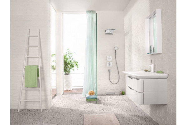 Термостат Hansgrohe ShowerSelect Glass 15735400 для душа, белый - хром, термостат