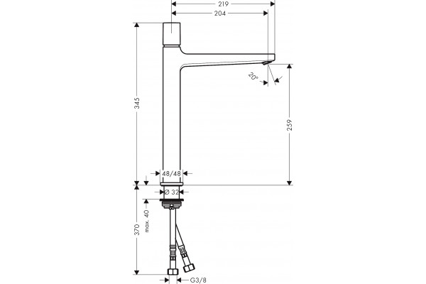 Смеситель Hansgrohe Metropol 32572000 для раковины хром, высота излива 25.9 см