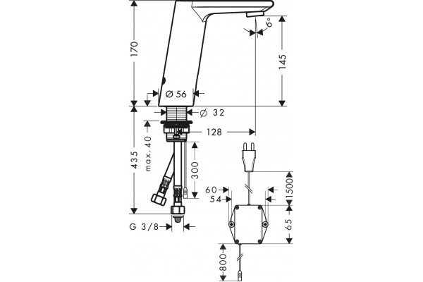 Смеситель Hansgrohe Metris S 31102000 для раковины сенсорный, хром