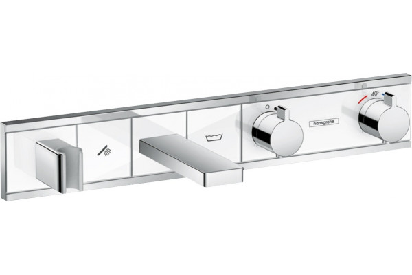 Термостат Hansgrohe RainSelect 15359400 для ванны с душем, белый - хром, термостат, длина излива 18.3 см