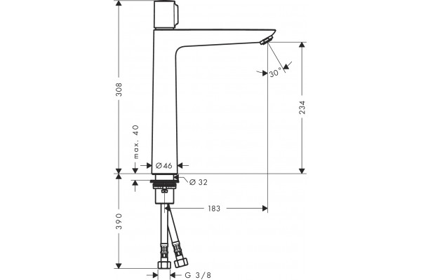 Смеситель Hansgrohe Talis Select E 71753000 для раковины хром, высота излива 23.4 см