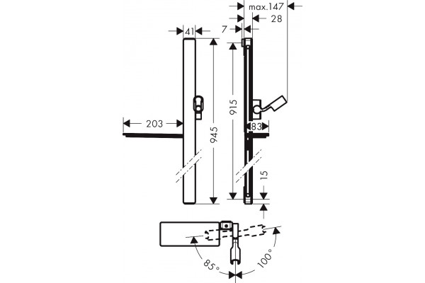 Душевая штанга Hansgrohe Unica 27640400 90 см, белый, хром в современном стиле