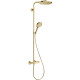Душевая стойка Hansgrohe Raindance Select S 240 1jet 27633990 Showerpipe, полированное золото, штанга 111.4 см, шланг пластиковый 160 см