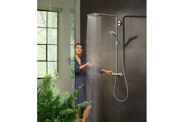 Душевая стойка Hansgrohe Raindance Select S 240 1jet 27633000 Showerpipe, хром, штанга 111.4 см, шланг пластиковый 160 см