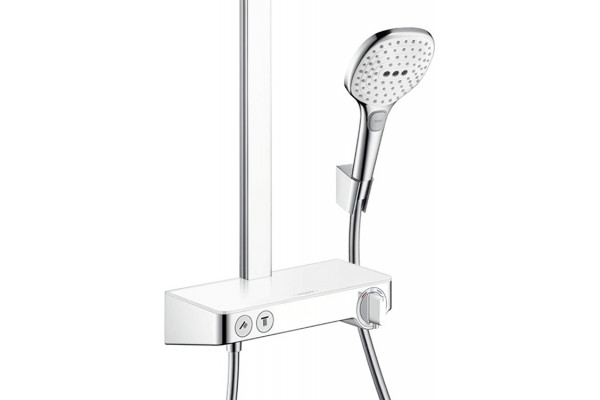 Душевая стойка Hansgrohe Raindance E 360 27288400 Showerpipe, белый, хром, штанга 113.7 см, шланг пластиковый 160 см