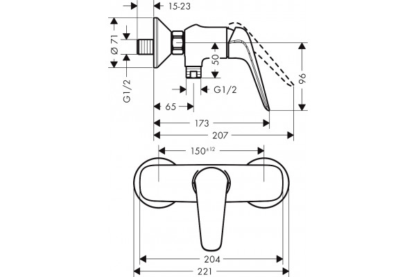 Смеситель Hansgrohe Novus 71060000 для душа однорычажный, хром