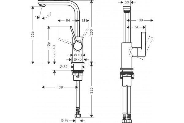 Смеситель Hansgrohe Metris S 31161000 для раковины однорычажный, хром