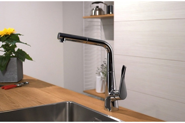 Смеситель Hansgrohe Metris 14821000 для кухонной мойки однорычажный, хром