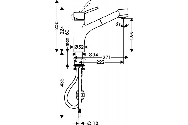 Смеситель Hansgrohe Talis S 32841000 для кухонной мойки однорычажный, хром