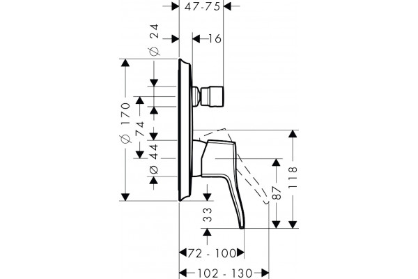 Смеситель Hansgrohe Metris Classic 31485000 для ванны с душем, однорычажный, хром