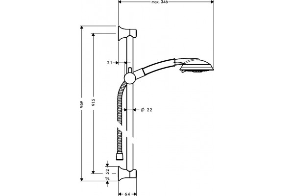 Душевой гарнитур Hansgrohe Raindance Classic 100 AIR 3 jet 27841000 Unica Classic хром, штанга 96.9 см