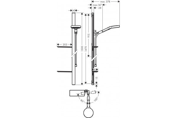 Душевой гарнитур Hansgrohe Rainfinity 27673000 хром, штанга 150 см