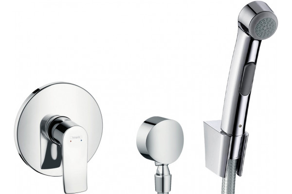 Гигиенический душ Hansgrohe 32128000 со смесителем 31686000 хром,  в современном стиле