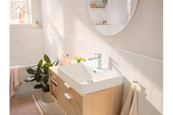 Смеситель для раковины Hansgrohe Rebris S 72517000 с донным клапаном, хром, однорычажный, высота излива 10.9 см