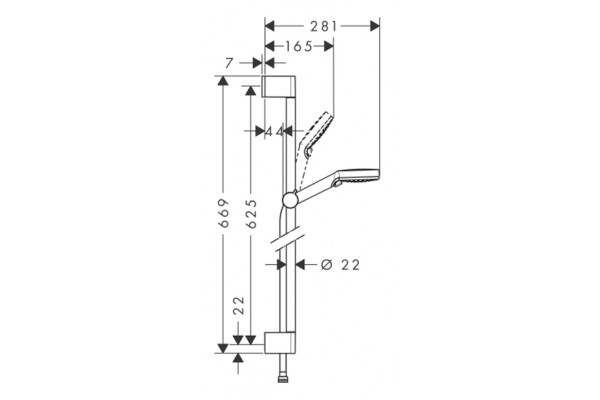 Душевой гарнитур Hansgrohe Crometta Vario 650 26532400 штанга 66.9 см, шланг 160 см